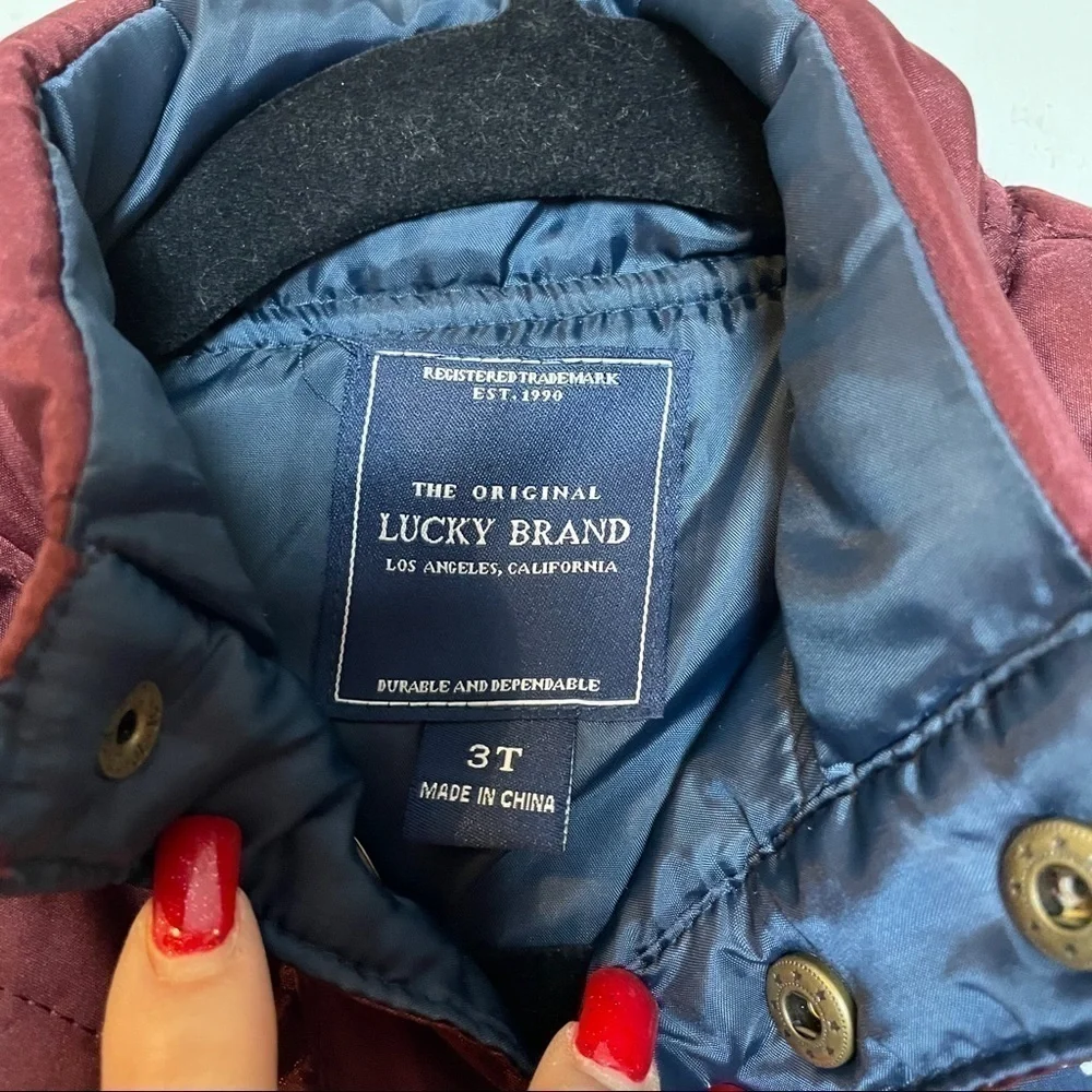 Lucky Brand 3T Maroon and Navy Puffer Vest NWT